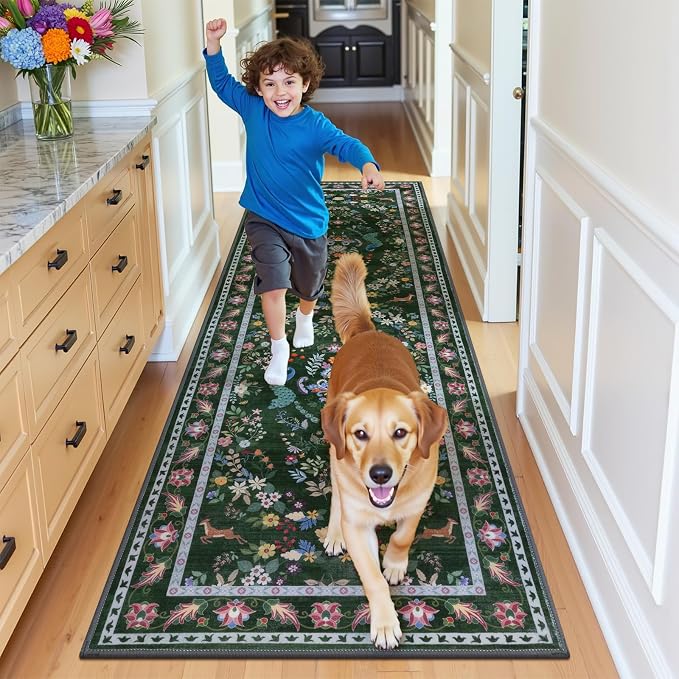 HEBE Washable Hallway Runner Rug 2'x 8' Non Slip Kitchen Rugs Runner, Low Pile - Image 8