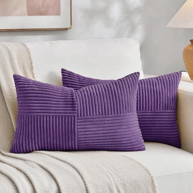 Fancy Homi 2 Packs Purple Lumbar Decorative Throw Pillow Covers 14x22 Inch by Fancy+Homi