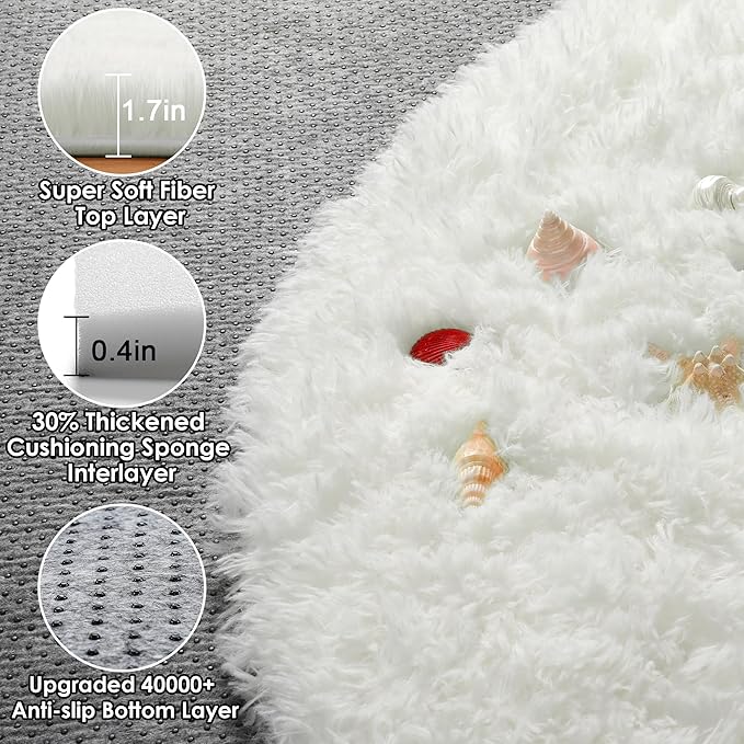 ONASAR Cream White Round Rugs 8ft - Image 2