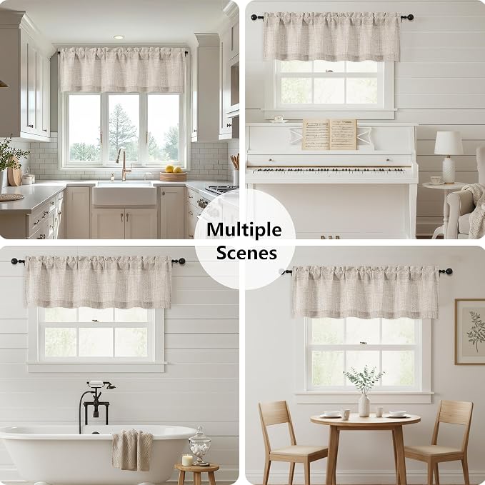 OWENIE Linen Valances for Windows 1 Pcs 20 Inch Length, Light Filtering - Image 7