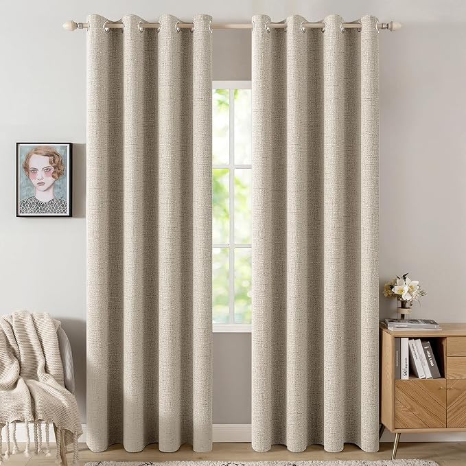 MIULEE 100% Blackout Linen Curtains by MIULEE