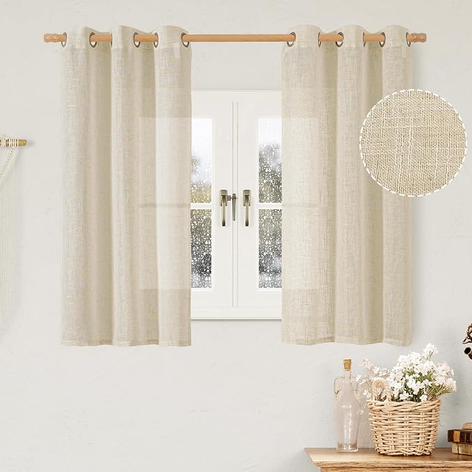 LAMIT Sheer Linen Window Curtains 54 Inch Length by LAMIT