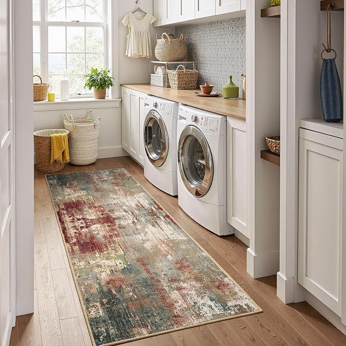 Washable Area Rugs 2'x8' Non-Slip Modern Abstract Soft - Image 4
