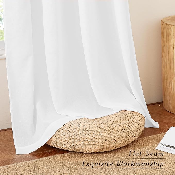 NICETOWN White Linen Curtains 108 inches Long - Image 6