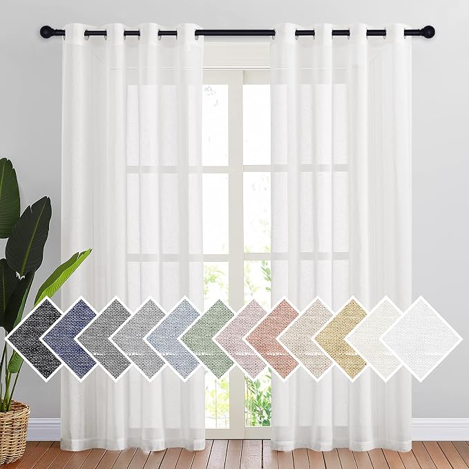 NICETOWN Semi Sheer Linen Curtains Flax Textured by NICETOWN