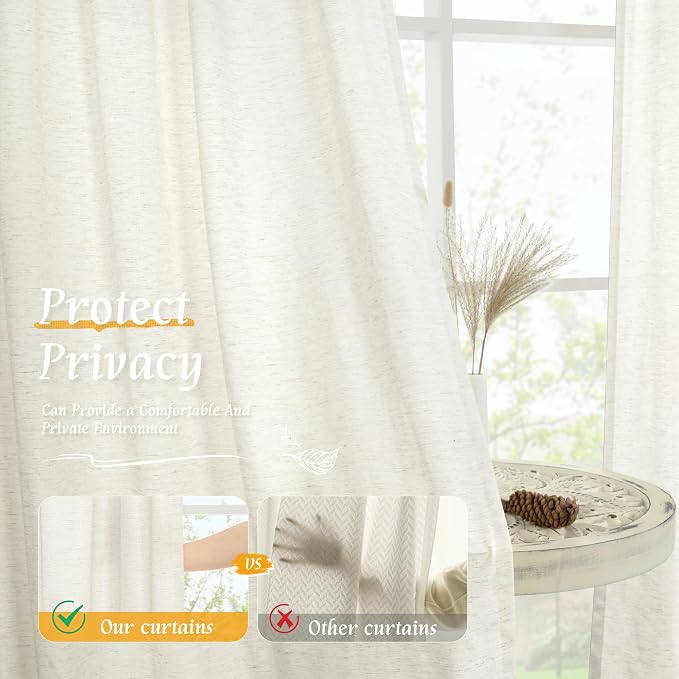LAMIT Cream Sheer Linen Curtains - Image 5