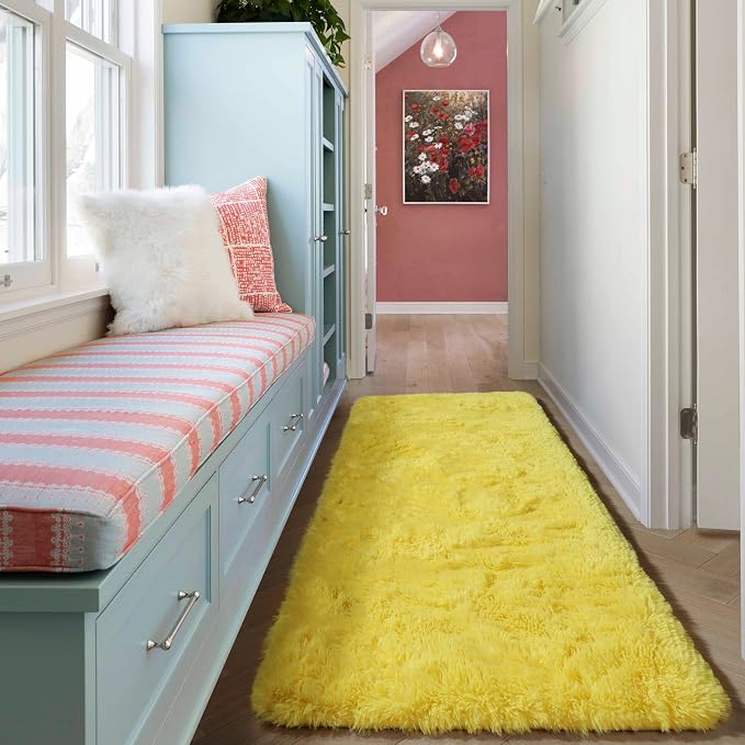 ONASAR Yellow Runner Rugs for Bedroom Living Room, Fluffy 2x6 Bedside Hallway - Image 7