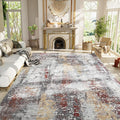 Living Room Rug 9x11 Beige Area Rugs Machine Washable Abstract Boho Large Rug by OmpaaHomeDecor