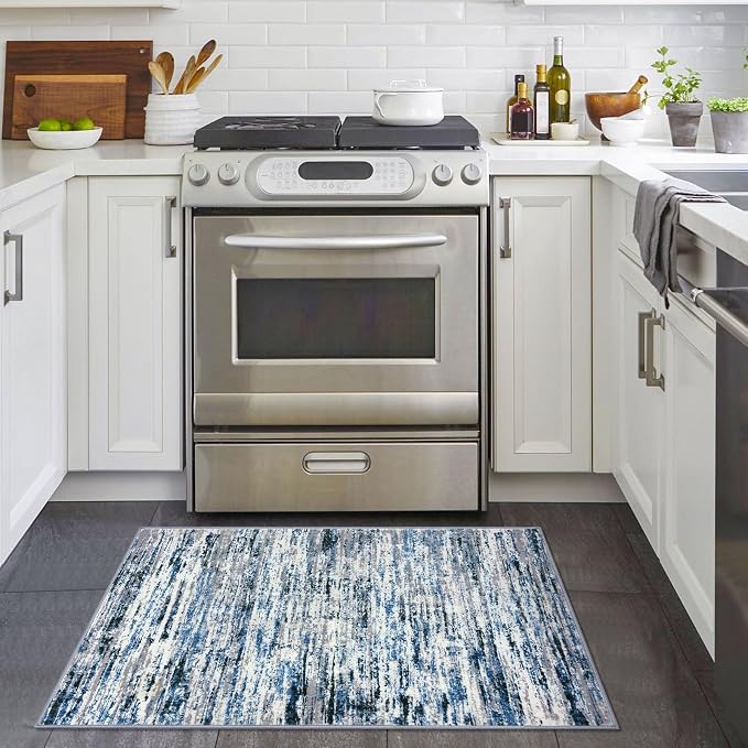 Lansny Modern Abstract Entryway Rug Indoor 2x3 Washable Rug Non-Slip Soft Small - Image 2