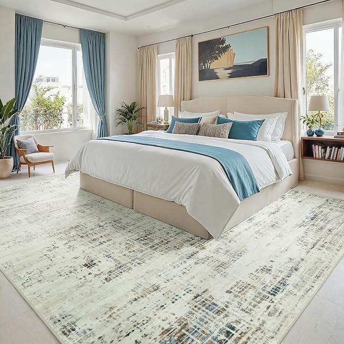 8x10 Area Rugs for Living Room Washable Rug: Anti-Skid Abstract Modern Living - Image 2