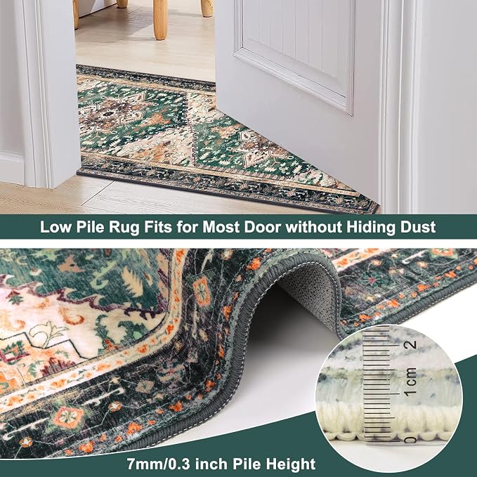 Yamaziot Washable Runner Rug, 2x6 Non-Slip Boho Vintage Hallway Rug Runner - Image 4