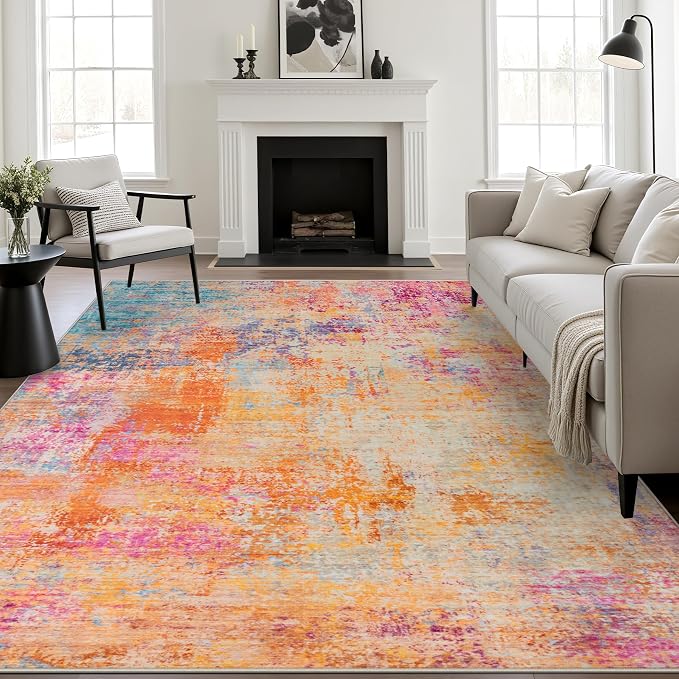 9x12 Area Rug Living Room: Modern Washable Soft Carpet Galaxy Haze | by FXRHLP