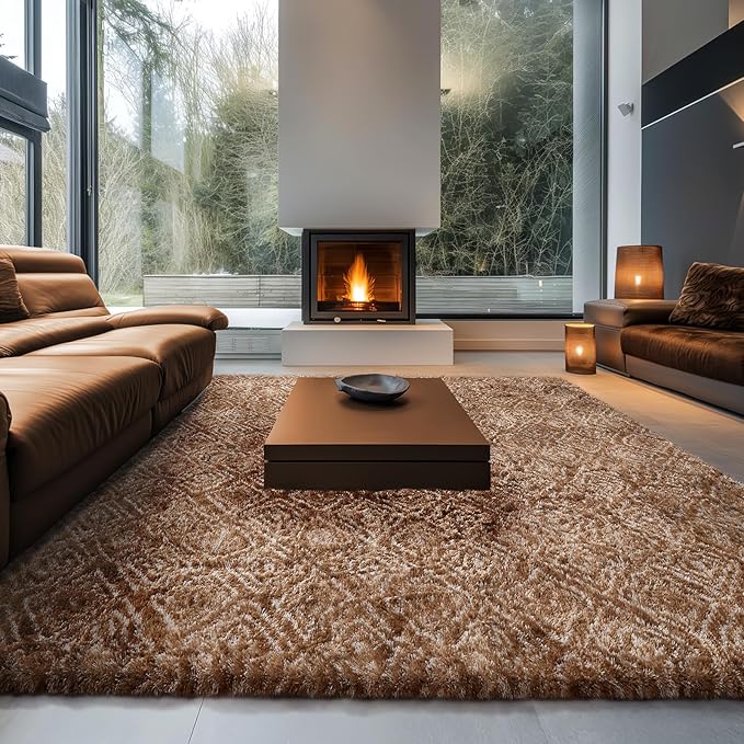 Ophanie Brown and White Diamond Striped Rugs - Image 3
