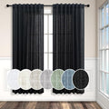 Pitalk Black Linen Curtains 63 Inch Length by Pitalk