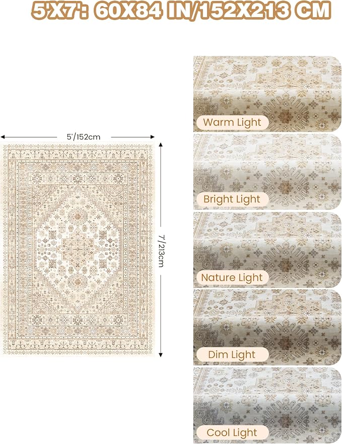 Area Rugs 5x7, Ultra-Thin Washable Rugs - Image 2