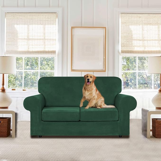 WEERRW Velvet Couch Covers for 2 Cushion Couch Sofa - Image 2