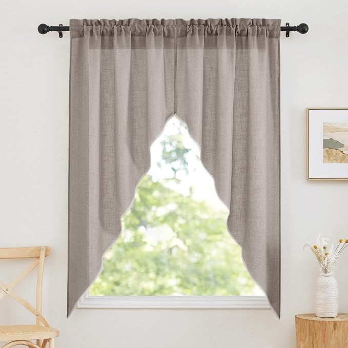 RYB HOME Linen Blend Swag Curtain Valance by RYBHOME