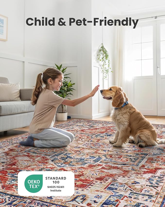 AMADA HOMEFURNISHING 2x6 Washable Runner Rug, Low-Profile Kitchen Rugs - Image 2