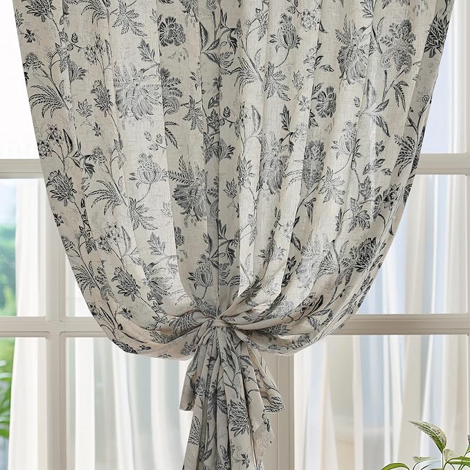 jinchan Linen Floral Curtains for Living Room - Image 6