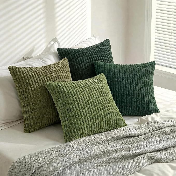 Fancy Homi Set of 4 Green Boho Spring Decorative Throw Pillow Covers 24x24 Inch - Image 8
