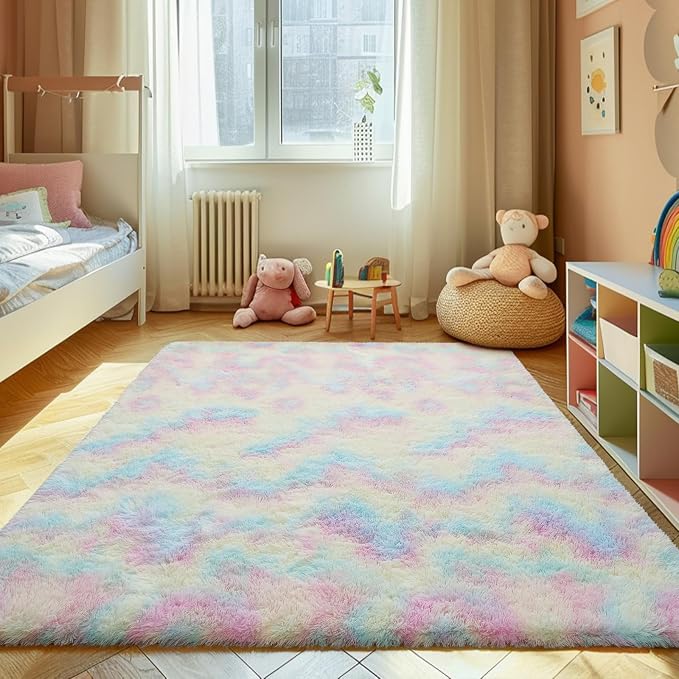 Shag Area Rug for Bedroom 5x8, Fluffy Area Rugs for Living Room, Soft Fuzzy Rug by yulidayang