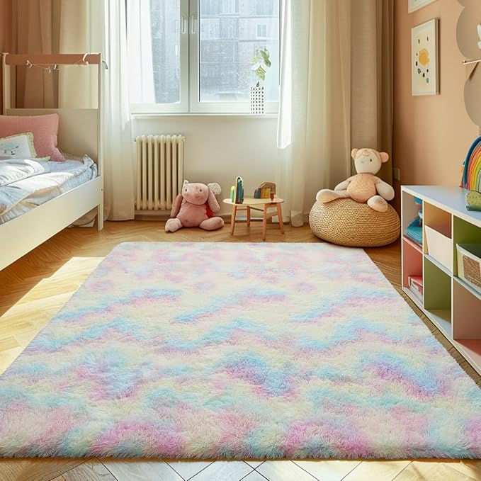 Shag Area Rug for Bedroom 4x6, Fluffy Area Rugs for Living Room, Soft Fuzzy Rug by yulidayang