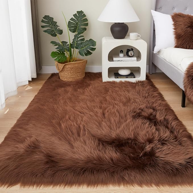 EasyJoy Ultra Soft Fluffy Shaggy Area Rug Faux Fur Rug Chair Cover Seat Pad - Image 4