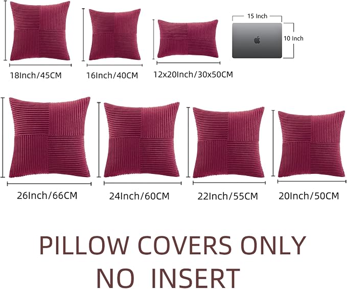 Fancy Homi 2 Packs Burgundy Euro Decorative Throw Pillow Covers 28x28 Inch - Image 6