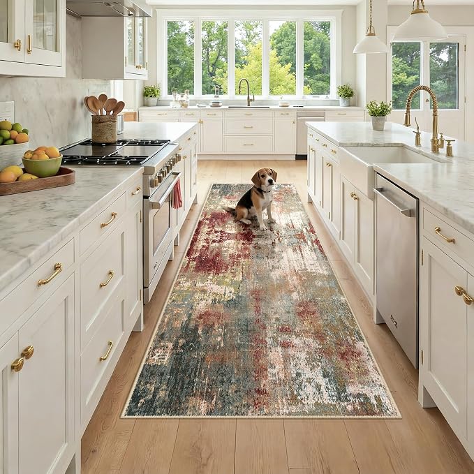 Washable Area Rugs 3x8 Non-Slip Modern Abstract Soft by RELEANY