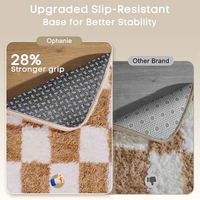 Ophanie Checkered Beige & White Rug - Image 4