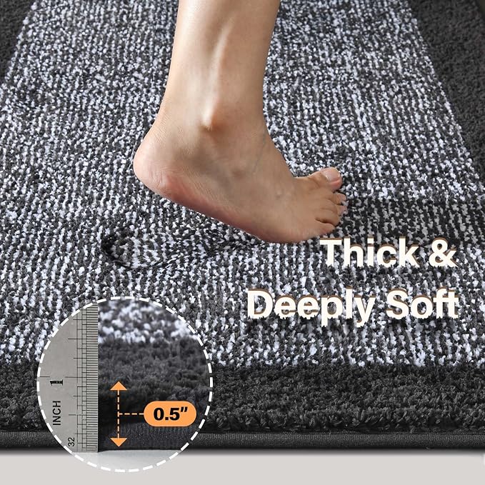 Bathroom Rugs 30x20 Non Slip Washable, Dark Grey Bath Mat - Image 5