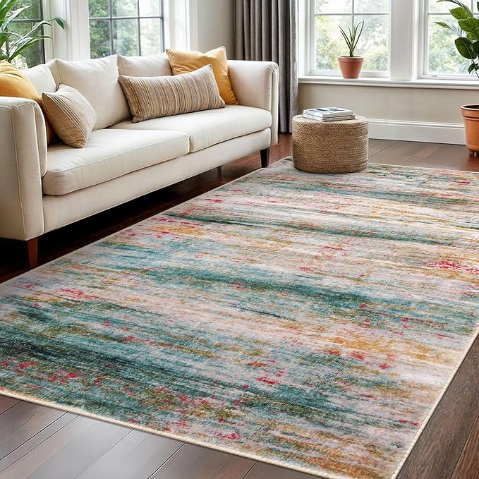 KOZYFLY Washable Area Rug 5x7 Modern Ombre Thin Rugs by KOZYFLY