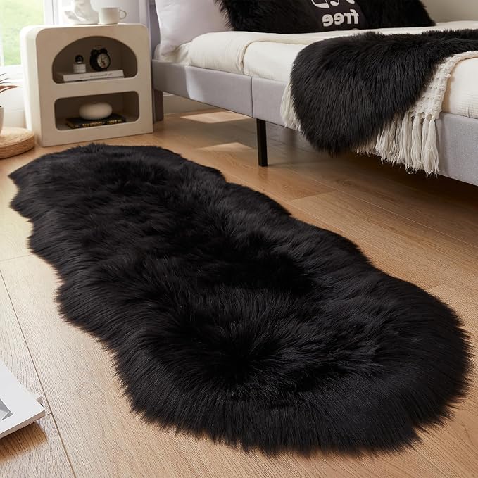 EasyJoy Ultra Soft Fluffy Shaggy Area Rug Faux Fur Rug Chair Cover Seat Pad - Image 2