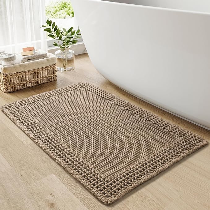 RESARE Waffle Bath Mat for Bathroom, Super Absorbent Bathroom Rugs Non Slip by Resare