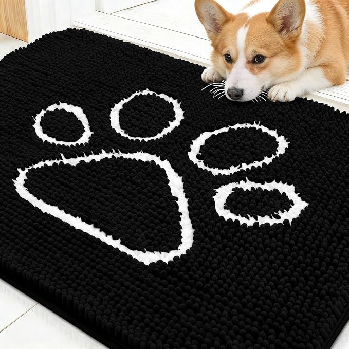 OLANLY Dog Door Mat for Muddy Paws 30x20, Paw Print Design, Absorbs Moisture by OLANLY