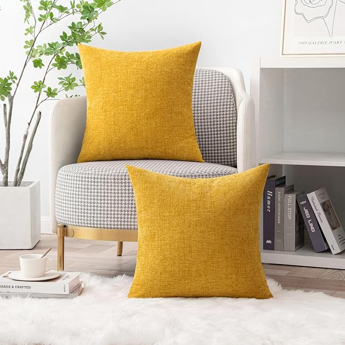 MIULEE Pack of 2 Mustard Yellow Throw Pillow Covers 20x20 Inch Soft Spring - Image 5