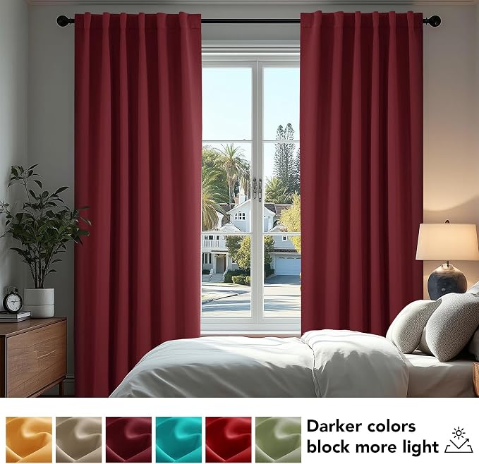 Deconovo Blackout Curtains, Thermal Insulated, W70 x L63 2 Panels, Back Tab - Image 4