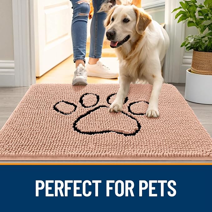 OLANLY Dog Door Mat for Muddy Paws 36x24, Paw Print Design, Absorbs Moisture - Image 6