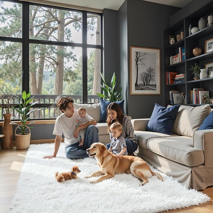 Super Soft Shaggy Area Rugs for Bedroom 4x6 Feet, Shaggy Plush Living Room Shag by Junhejiamei