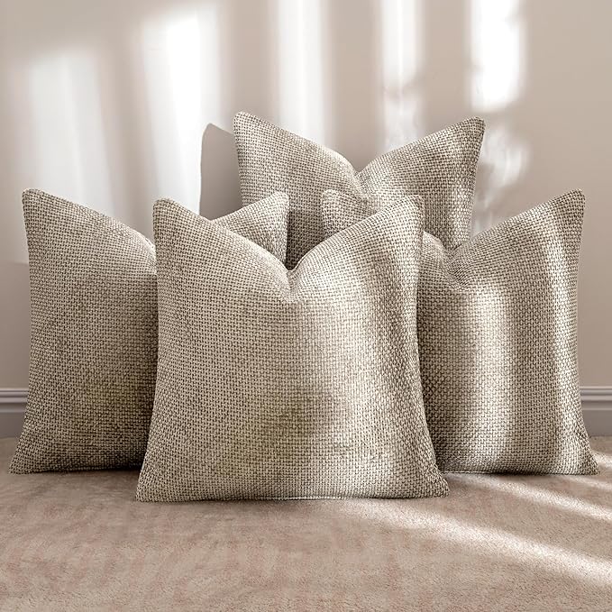 MIULEE Pack of 4 Couch Throw Pillow Covers 20x20 Inch Khaki Soft Decorative - Image 2