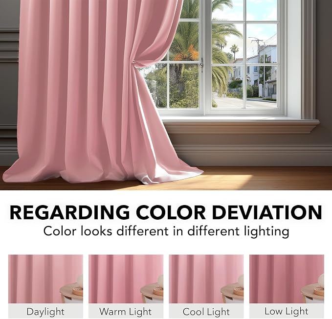 Deconovo Blackout Curtains, Thermal Insulated, W42 x L63 2 Panels, Back Tab - Image 6