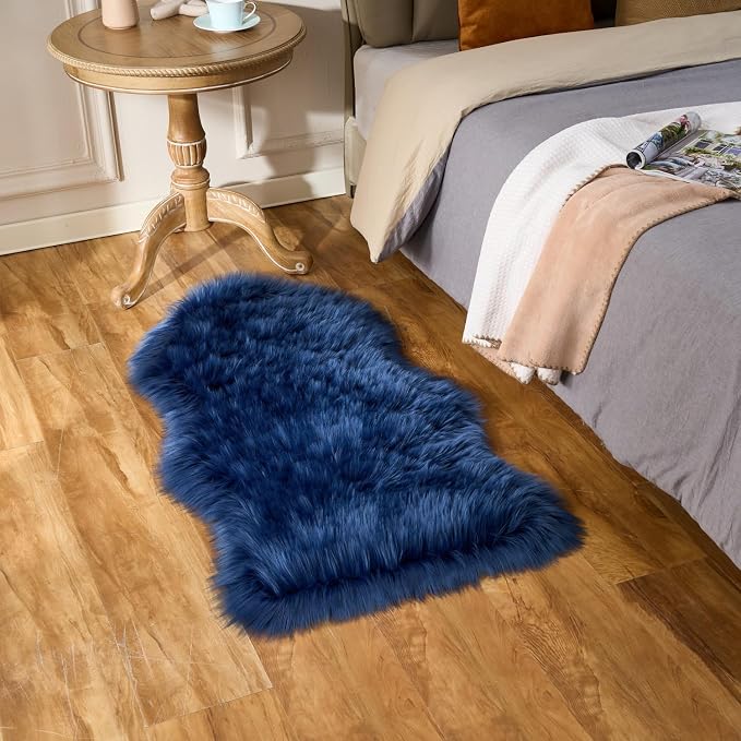 EasyJoy Ultra Soft Fluffy Shaggy Area Rug Faux Fur Rug Chair Cover Seat Pad - Image 2