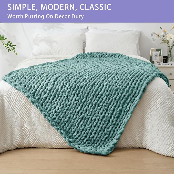 Bigacogo Chunky Knit Throw Blanket - Image 3