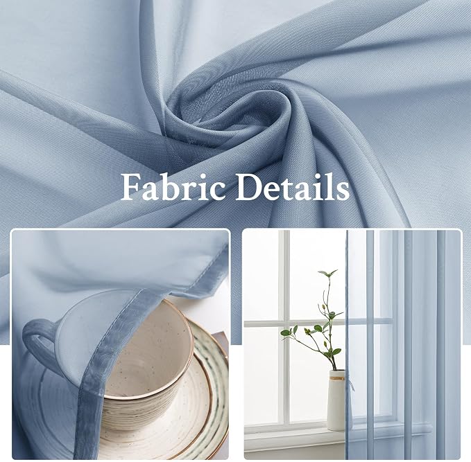 MIULEE 2 Panels Solid Color Sheer Window Curtains Elegant Window Voile - Image 3