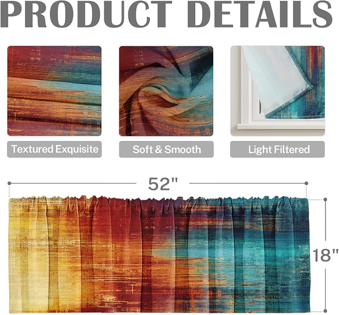 Emvency 4 Pack Valances Window Treatments - Image 3