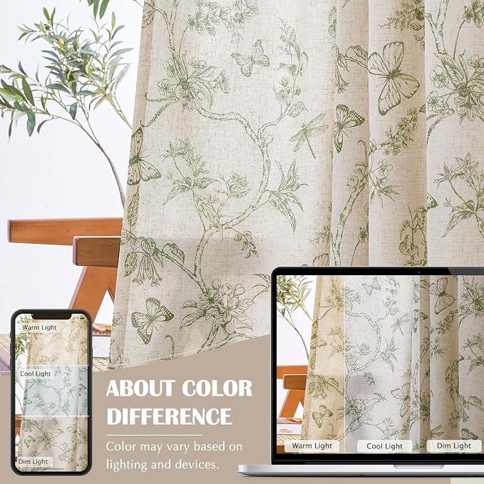 jinchan Floral Curtains Lined Linen Blend Curtain - Image 6