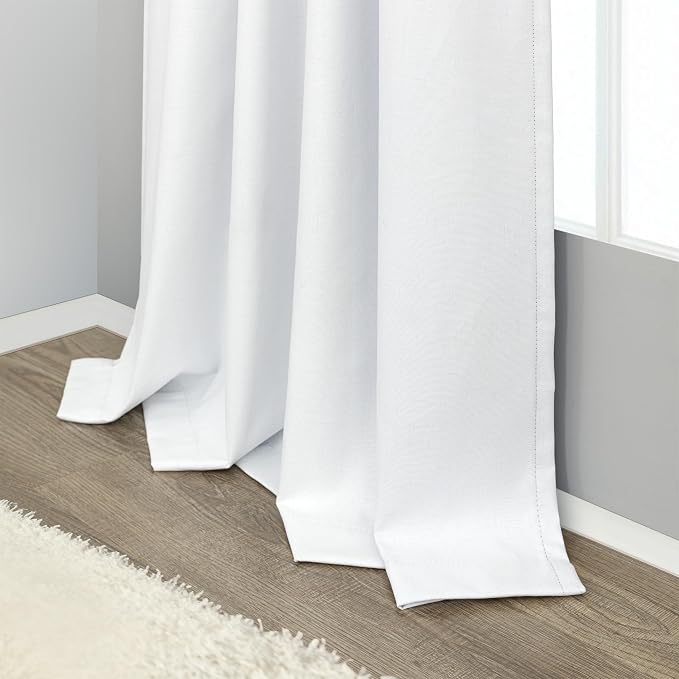 Small Blackout Curtains 45 Inches Long 2 Panels Short Linen Look Heat Blocking - Image 8
