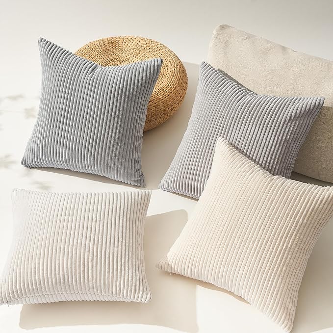 Topfinel 4 Packs Neutral Decorative Throw Pillows Covers 26x26 Inch - Image 3