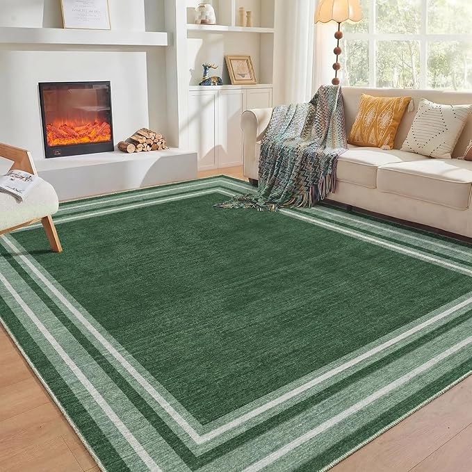 OPPODREAM Border Soft Area Rugs 5x7, Washable Green Rug by OPPODREAM