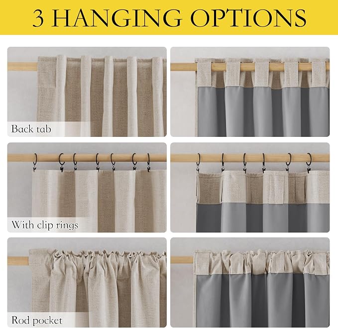 NICETOWN Natural Linen Blackout Curtains - Image 3